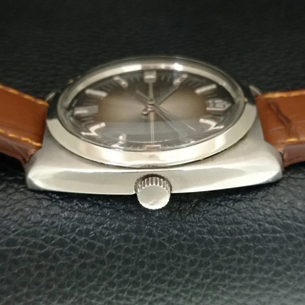 Vintage 1983 Citizen Manual Wound Mens Silver Watch W/Date & Silver accents